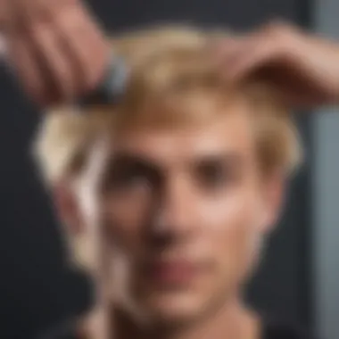 Man applying hair care products for blonde locks