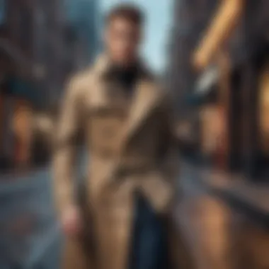 Elegant trench coat in urban setting