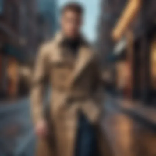 Elegant trench coat in urban setting