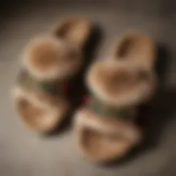 Luxurious Gucci slides featuring sumptuous fur.