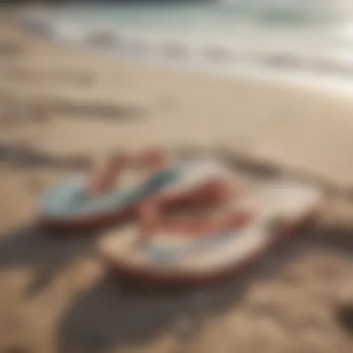 Showcasing Havaianas flip flops on a beach setting