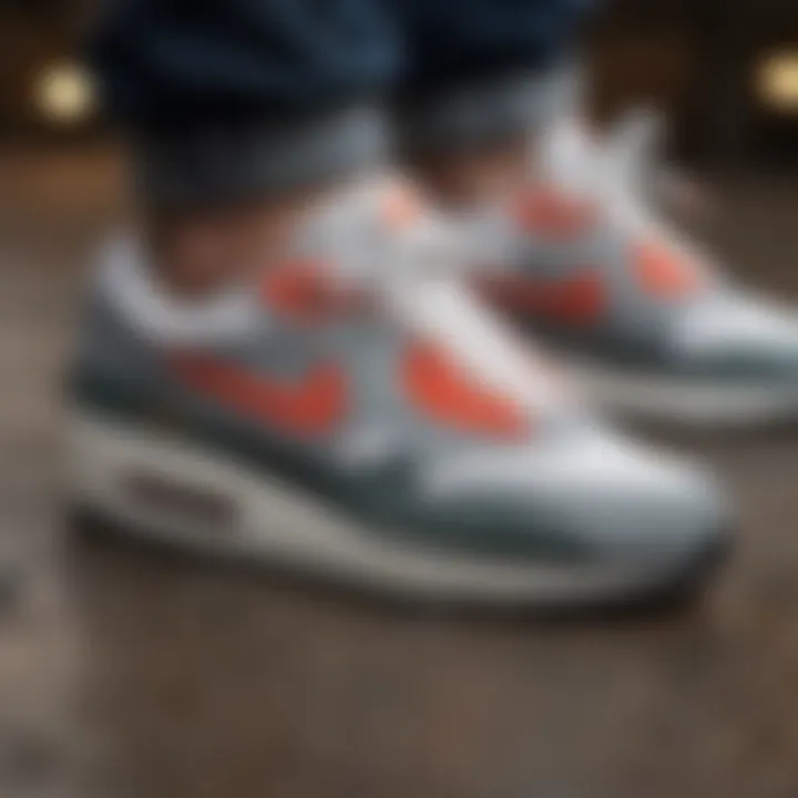 Close-up of Nike Air Max sneakers paired with casual wear