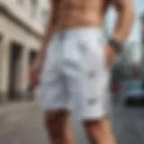 Stylish Nike sweat shorts displayed on a modern urban backdrop