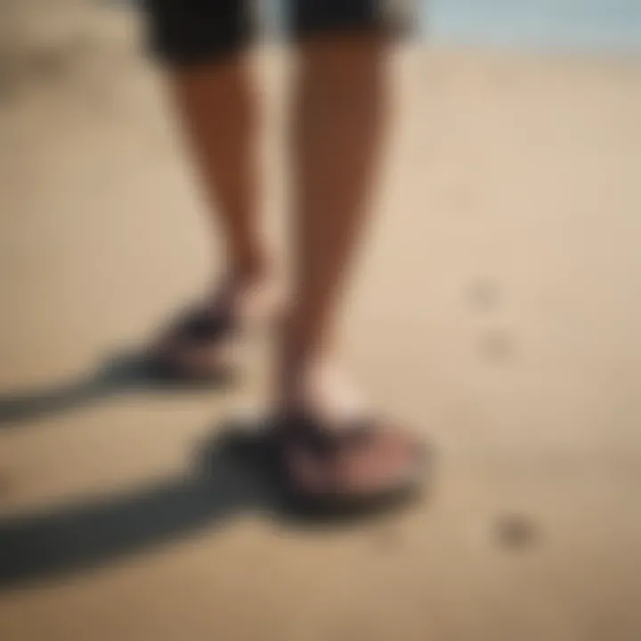 A person enjoying a walk in Olukai flip flops