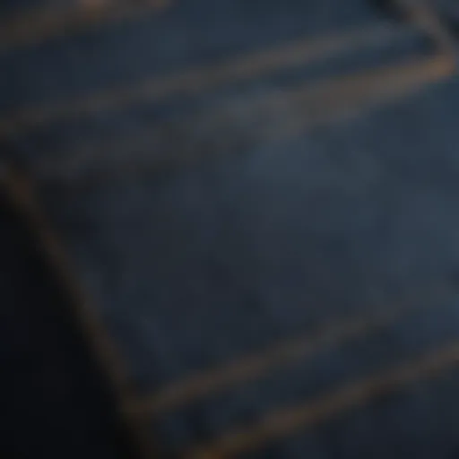 Close-up view of stretch denim fabric showcasing its texture and elasticity