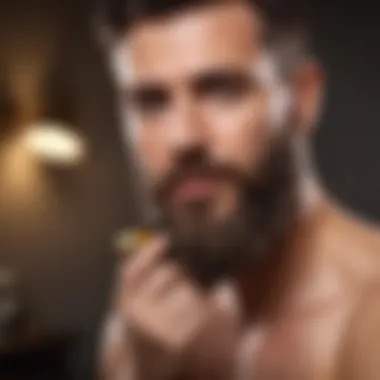 Applying Beard Oil for Optimal Grooming A man applying beard oil with a comb for straightening and grooming