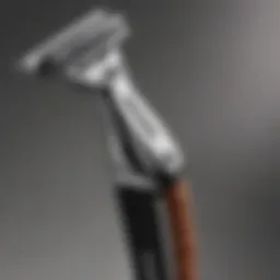 Close-up view of a sharp single blade razor showcasing its elegant design and craftsmanship.