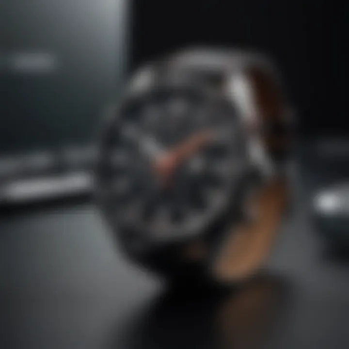 Aesthetic presentation of the watch alongside other luxury accessories.