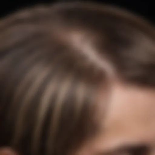 Close-up of thinning hair strands showcasing texture differences