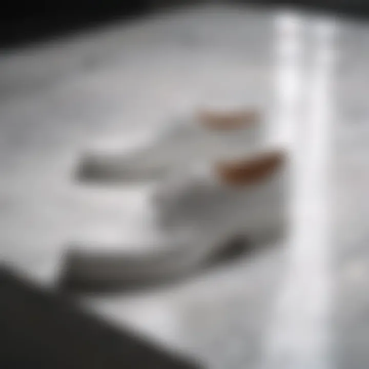 Elegant white shoe on marble surface