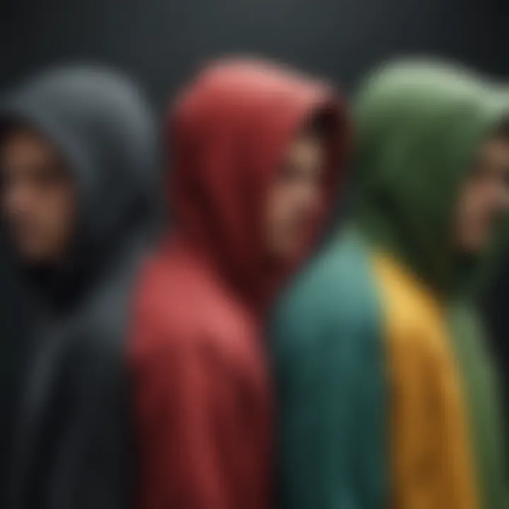 Group of hoodies in diverse colors and styles
