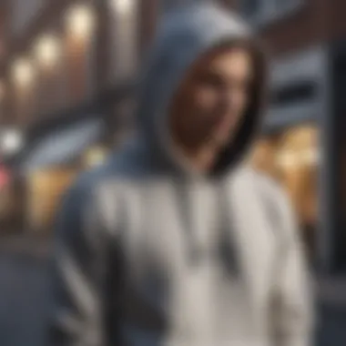 Stylish hoodie displayed in an urban setting