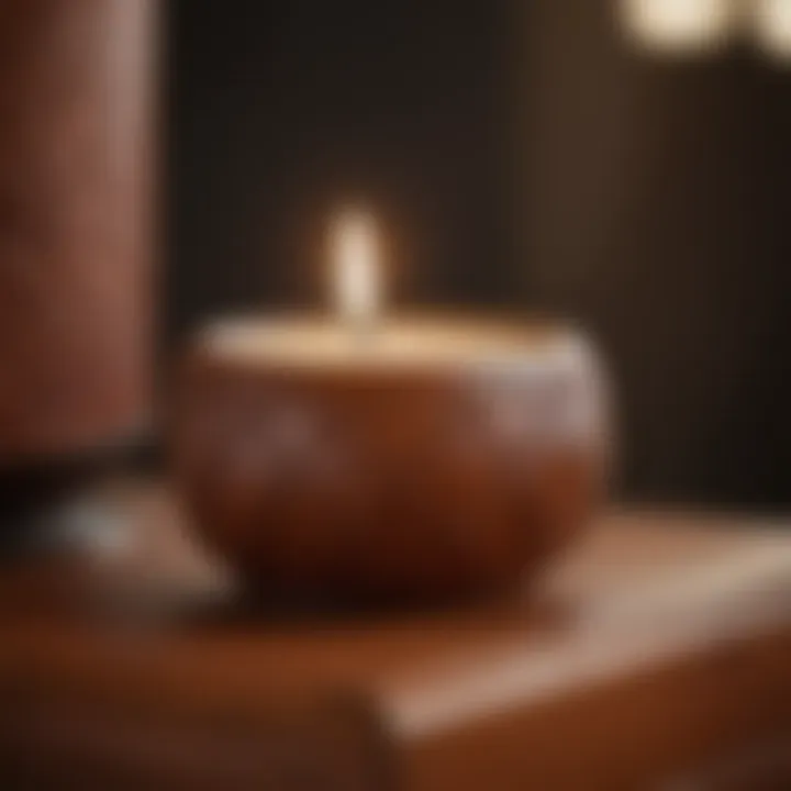 Close-up of Exquisite Saddle Leather Candle Design