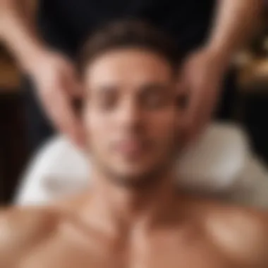 Man enjoying a facial massage treatment