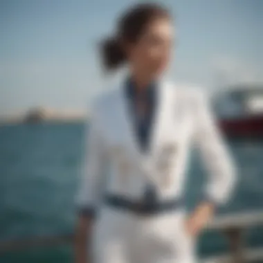 Fashion-forward pant suit with nautical-inspired details