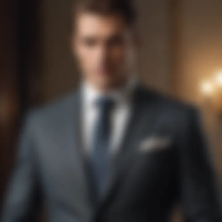 An elegant suit emphasizing the broad shoulders of an athletic physique.