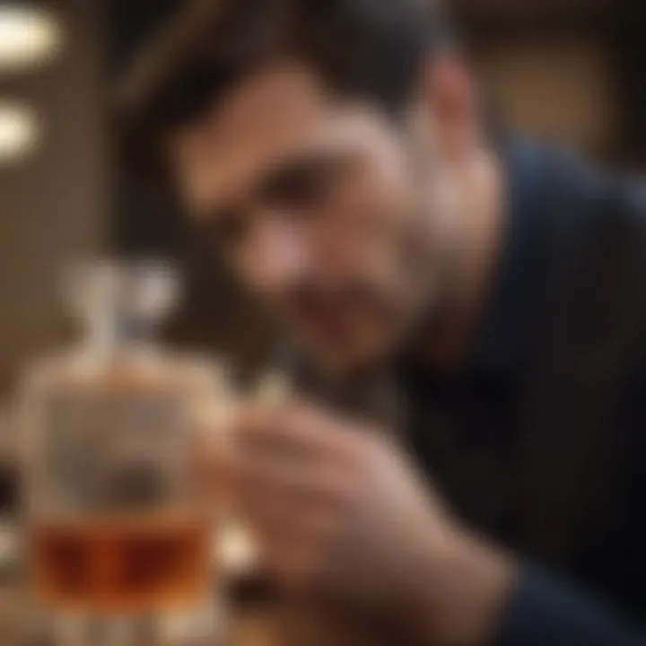 A thoughtful individual contemplating fragrance choices