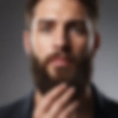 Bearded man applying Goodfellow beard oil