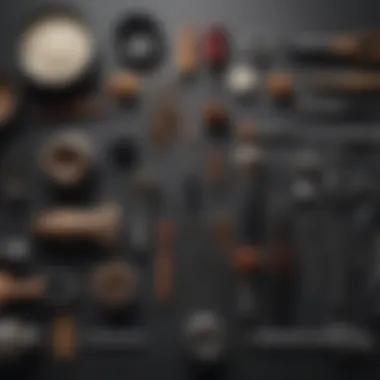 An assortment of hair coloring tools arranged neatly.