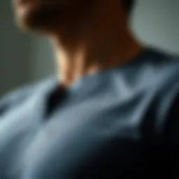 Close-up of Henley workout shirt fabric showcasing breathability
