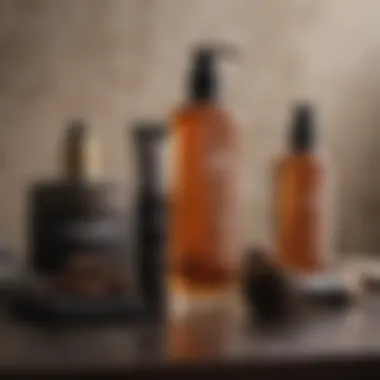 An elegant grooming setup featuring high-end products