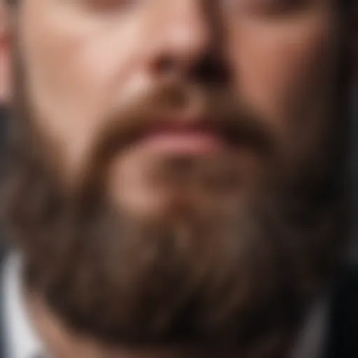 A close-up view of a full, healthy beard showcasing various textures and styles.