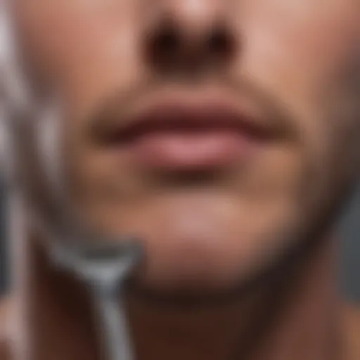 Close-up of a razor on a smooth skin surface