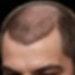 A close-up view of thinning hair showcasing a scalp