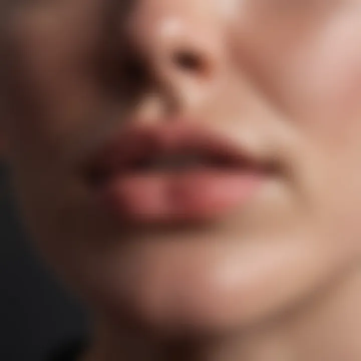 Close up view of inflamed pustule on lips