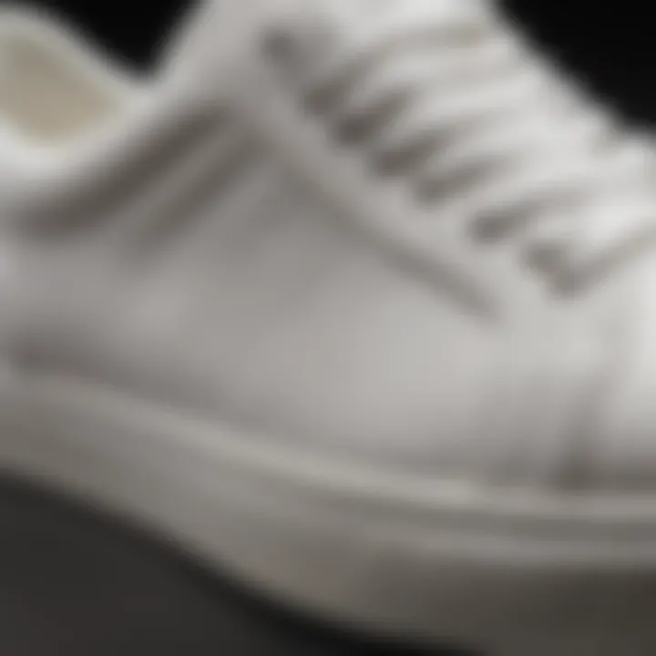 Close-up of the craftsmanship of Kenneth Cole white sneakers