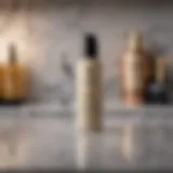 Luxurious pube conditioner bottle on marble countertop