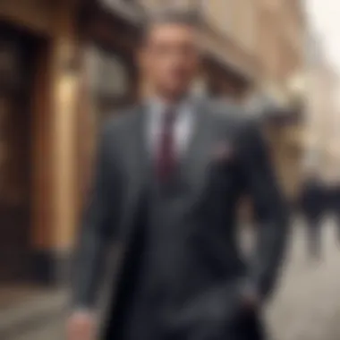 Mature man in tailored suit walking confidently