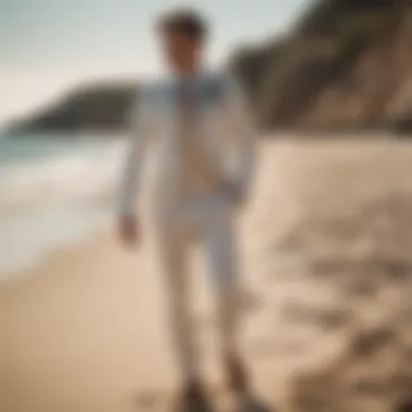 Accessorized Wedding Ensemble Accessorized beach wedding outfit featuring pants