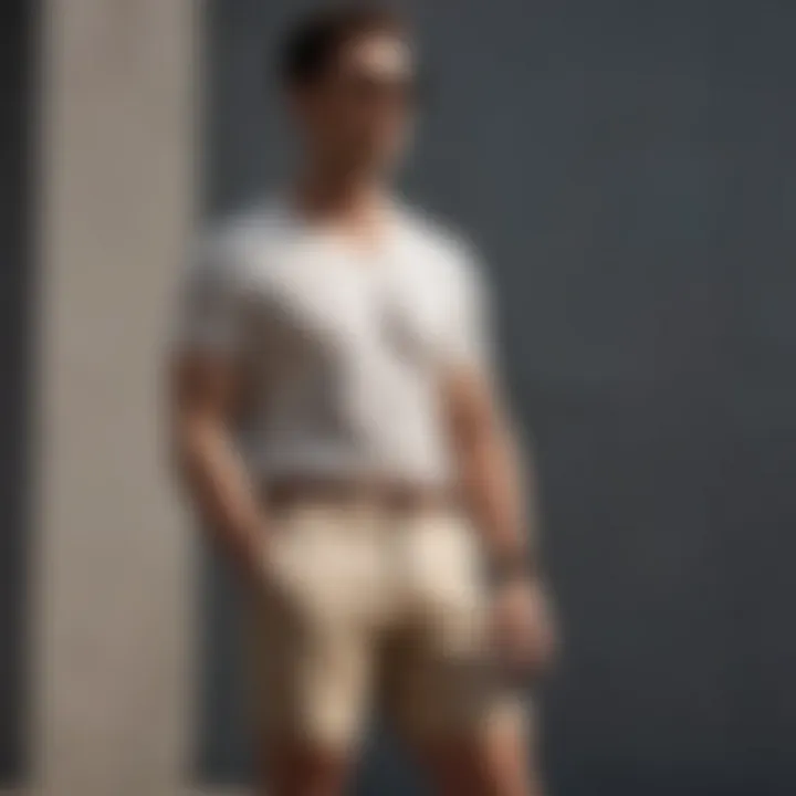 Minimalist style summer shorts in a modern urban backdrop