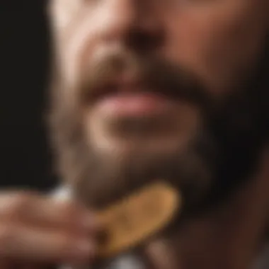 Beard Combing Technique Close-up of beard combing with wooden comb