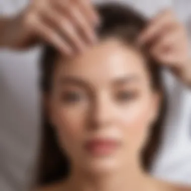 An individual enjoying a gentle scalp massage for improved hair density