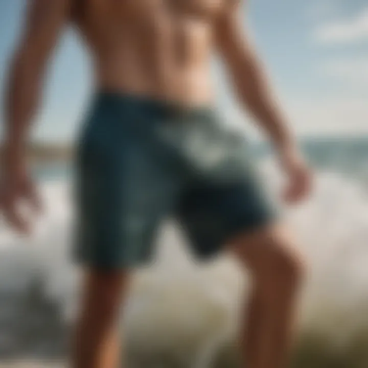 Ocean waves crashing against LLBean swim trunks