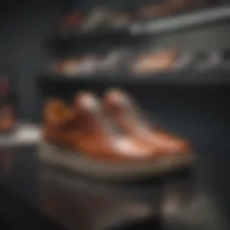 Showcase of stylish cloud shoes in a retail setting