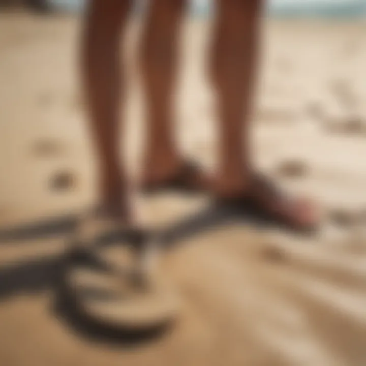 Elegant footwear on a sandy beach