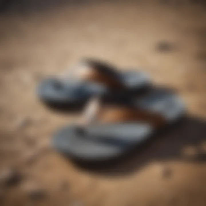 Close-up of rugged yet stylish outdoor flip flops