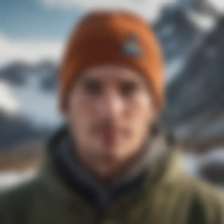 Patagonia Beanie on a snowy mountain peak