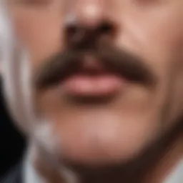 Close-up of a well-defined mustache showcasing sharp edges