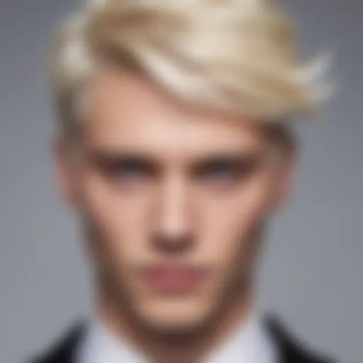 Stylish platinum blonde hair on a model