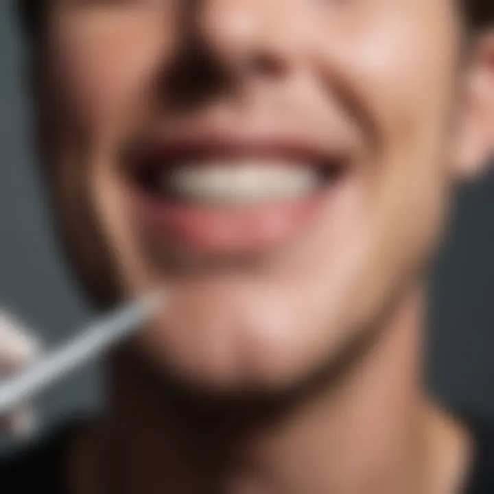 Dentist performing professional teeth whitening