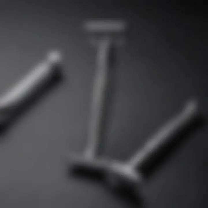 Comparison of different types of razors including multi-blade and single blade variants.