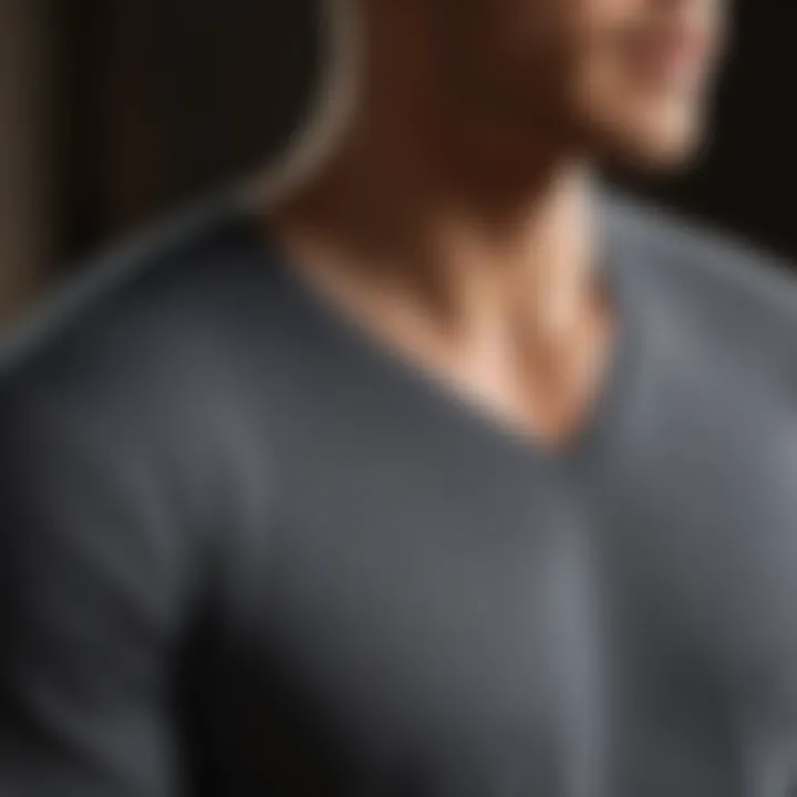 Close-up view of the Robert Barakett Georgia V Neck highlighting its impeccable fit.