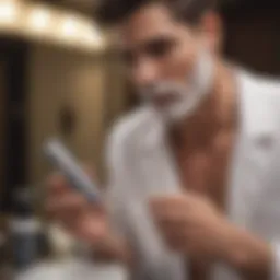 Gentleman Selecting High-Quality Shaving Cream