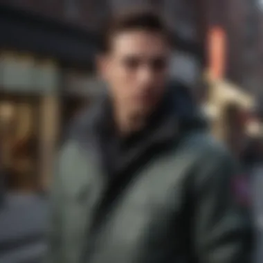 Canada Goose jacket in a sleek urban environment, blending style and functionality