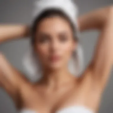 Indulge in Silky Smooth Underarms Woman in soft towel, enjoying smooth and fresh underarms