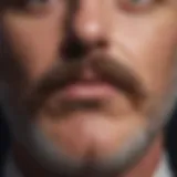 Close-up of a well-groomed mustache showcasing healthy growth